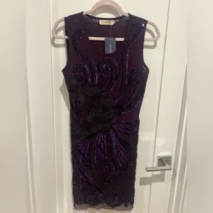 Great Gatsby purple Art Deco Sleeveless Dress size small